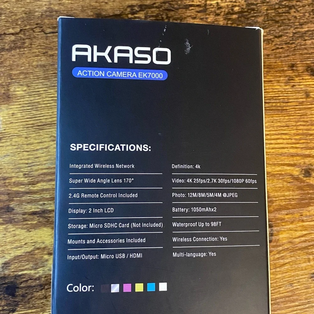 Akaso Action Camera EK7000 Ultra HD 4K Edition Waterproof Case & Attachments